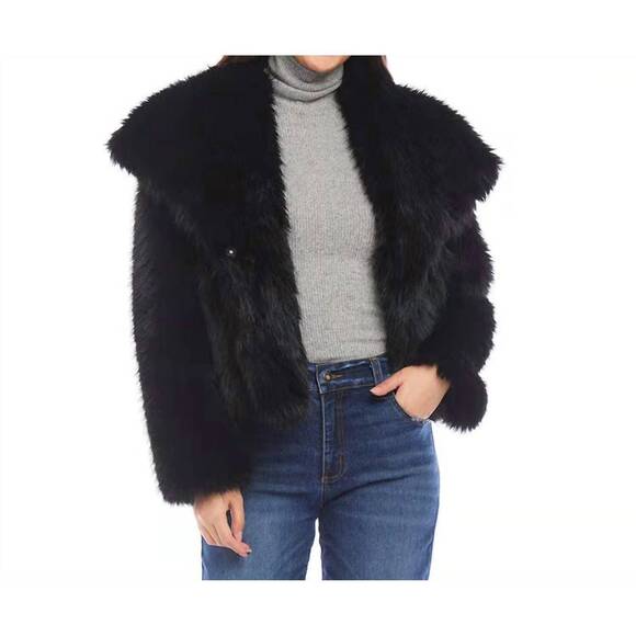 NEW KAREN KANE flanna faux fur coat in black - Picture 2 of 4